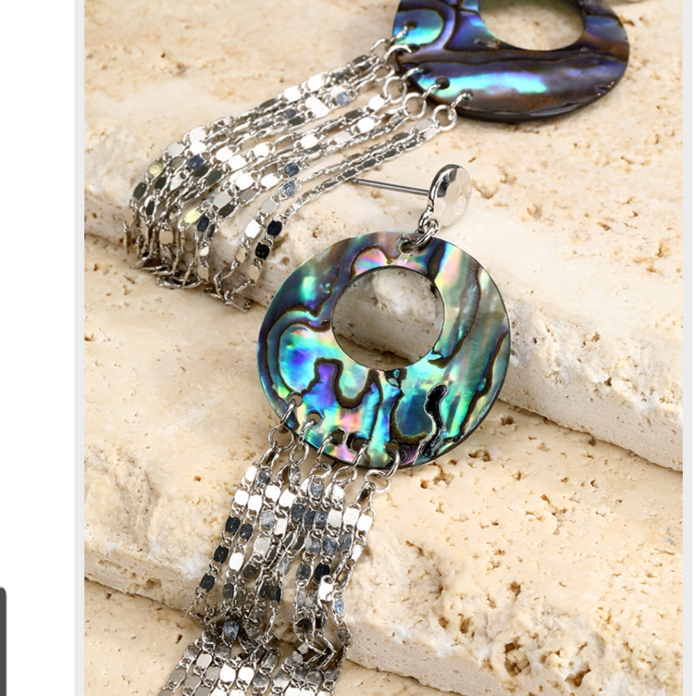 Abalone stylings cascades of silver  earrings